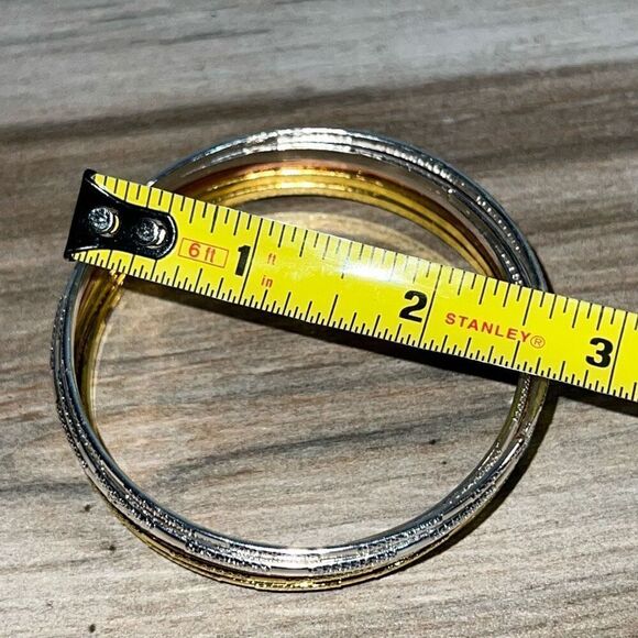 Bangle Stack Set Of 8 Etched Bracelet Gold Silver Rose Gold Tone Sparkle Classic - Picture 4 of 6